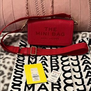 Marc Jacobs Red Pebbled Leather Mini Bag Crossbody
